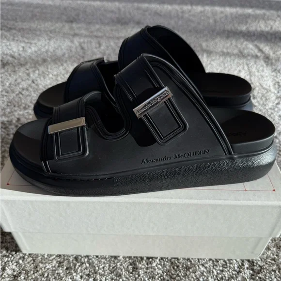 Alexander McQueen Men's Hybrid Slides Size 45/12Black and Silver